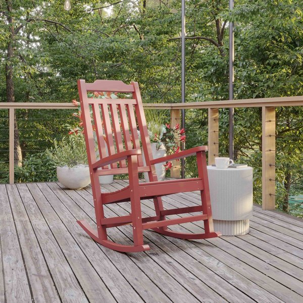 Flash Furniture Winston All-Weather Poly Resin Rocking Chair in Red JJ-C14703-RED-GG